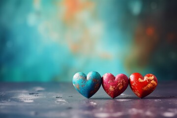 Wall Mural - Hearts on abstract background. Generative AI