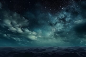 Wall Mural - Background of night sky with stars and clouds. Generative AI