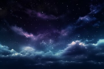 Wall Mural - mysterious cosmic background of night sky with stars and clouds. generative ai