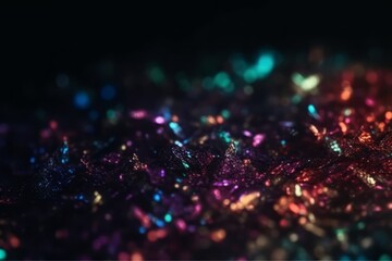 Wall Mural - Neon glitter background. Grain texture. Defocused sparkles. Generative AI