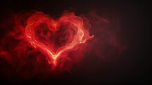 Red Neon Glowing Heart Shape Of Love Burning