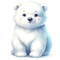 watercolor cute polar bear isolated on transparent background