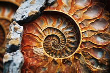 Macro Close Up Of Ammonite Fossil