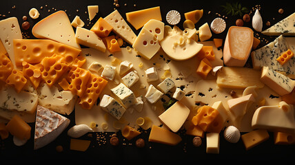 Wall Mural - texture cheese yellow background food, dairy product natural eco. fictional computer graphics