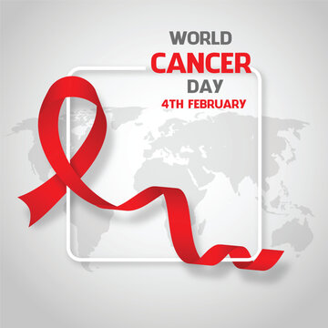 world cancer day template, red ribbon world cancer day social media template, 4th february world can