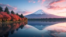 Colorful Autumn Leaves And Mount Fuji And Red Leaves At Lake Kawaguchiko Are Among The Best In Japan