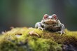 toad on a mossy rock in the shade