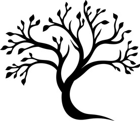 tree branch silhouette in black color. vector template for laser cutting wall art.