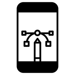 Poster - Mobile Pen tool solid glyph icon