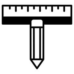 Sticker - Pencil and scale solid glyph icon