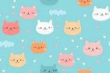 Fototapeta Pokój dzieciecy - Seamless pattern with cute cats