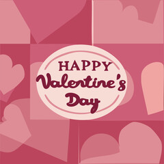 Wall Mural - Seamless pattern Valentines day design with red heart