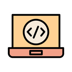 Laptop Coding Web Filled Outline Icon