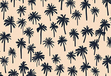 Palm Trees Seamless Pattern, Coconut Background