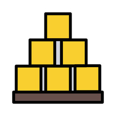 Sticker - Blocks Cubes Gold Filled Outline Icon