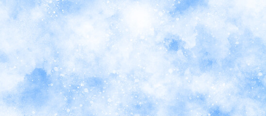 Wall Mural - blue watercolor painting on winter seasonal morning texture, sunshine or sparkling lights and glitte