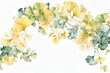 Luxury art background with ginkgo leaves in hand drawn watercolor style