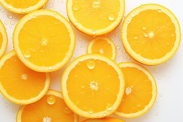 Wall Mural - slices of orange, natural background, water drops