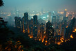 Hong Kong skyline at night. Hong Kong is the most densely populated of the five boroughs of Hong Kong.