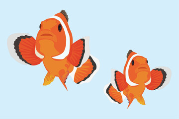 vector of clown fish in the sea, in front view. vector illustration. Eps 10