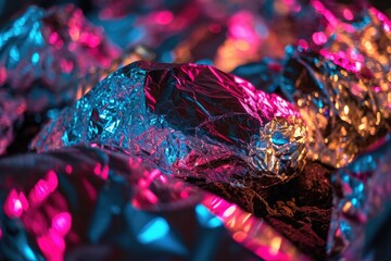 Neon  color Aluminum foil background 