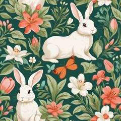 Rabbit and flower design pattern