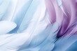  a close up of a bunch of white and pink feathers on a blue and white background with a blurry image of a bird's feathers in the foreground.