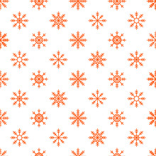 Seamless Pattern With Orange Snowflakes