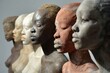 Inclusion and diversity concept: Sculptures of female with different skin colors, Racial unity to Fight against racism and racial discrimination
