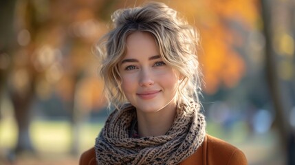 Poster - Young blonde woman smiling at the park