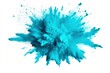  a blue powder explosion in the air on a white background with a clipping path to the bottom of the image and the bottom of the image to the bottom of the image.