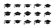 Academic graduation cap icon set vector illustration