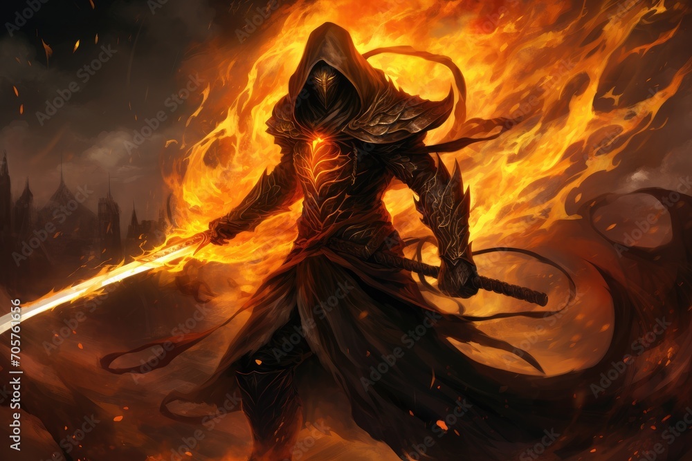 Weaponsmith Demon Fantasy illustration of a demon with a sword in the fire, Encounter the ...