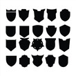 Silhouette Shield icon set in vintage style, Protect shield security line icons. Badge quality symbol, sign, logo or emblem, Vector, crown.