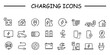 © Alexander - Charging icon set. Containing charge, battery, energy, electricity, charger, recharge, electric car and charging station icons. Solid icon collection. Vector illustration.