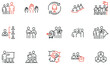 Vector Set of linear icons to career progress, company organization and business succession. Mono line pictograms and infographics design elements