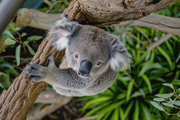 Canvas Print - Top View Koala on a Tree