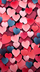 Wall Mural - Valentine's Day card. Red hearts background.