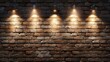3d render of spotlights on a grunge brick wall   