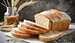 homemade bread loaf sliced selective focus