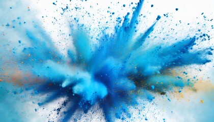 Wall Mural - bright blue holi paint color powder festival explosion burst white background industrial print concept background