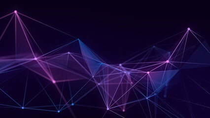 Wall Mural - blue network connection structure. digital background with dots and lines. big data visualization. 3