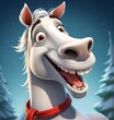 A white horse with a red ribbon on its mouth Generative AI