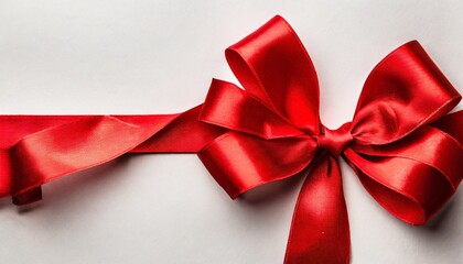 Wall Mural - red satin ribbon and bow on white background