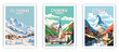 Val Thorens, Zermatt, Chamonix Illustration Art. Travel Poster Wall Art. Minimalist Vector art