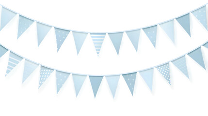 Blue watercolor baby boy shower party pennants chain, garland with flags