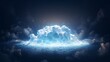 A bright blue cloud in a dark sky Generative AI
