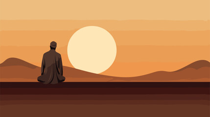Wall Mural - sense of peace and inner reflection within Muslim individuals in a vector scene featuring moments of private prayer, contemplation, and connection with Allah. 