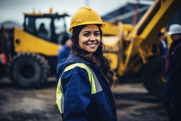 Wall Mural - Smiling portrait of a female construction worker
