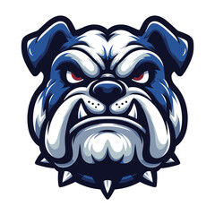 brave animal bulldog head face mascot design vector illustration, logo template isolated on white ba